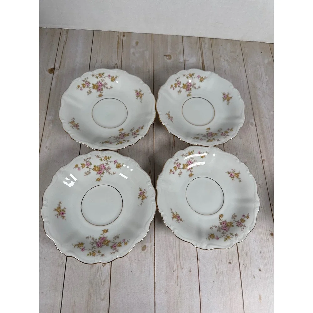 Johann Haviland Michele Footed Coffee Cups & Saucers Set 4 Bavaria Germany